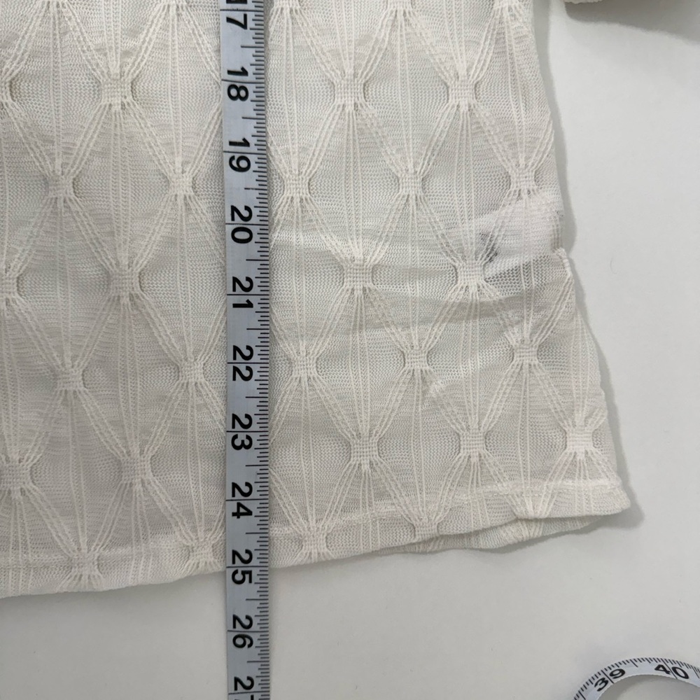 Maurices Argyle Sheer Mock Neck Top Solid White Long Sleeve Bridal Large Women’s - Picture 7 of 10